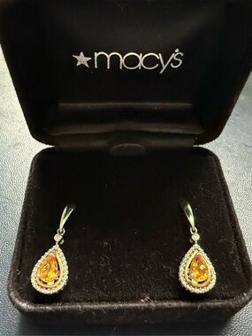 Citrine Pear Drop Pushback Earrings